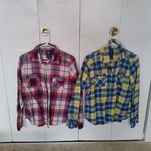 Two American Eagle Favorite Fit Flannels